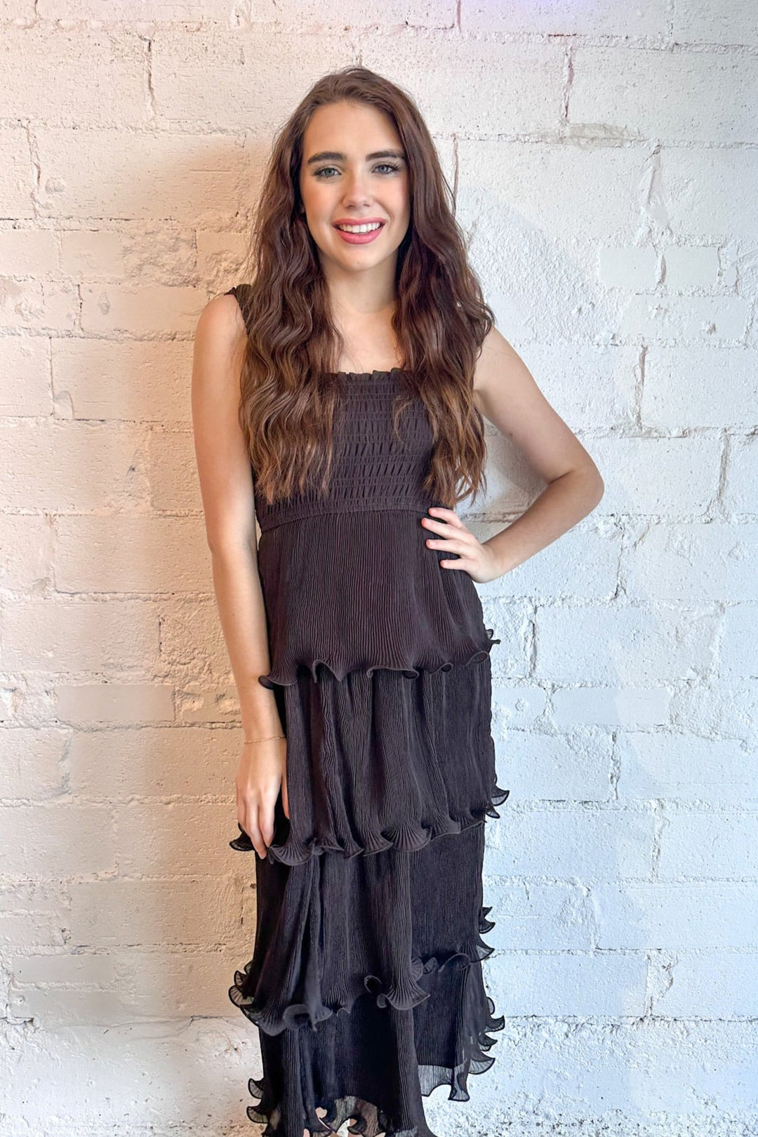 Maxi Tiered Dress, Maxi Dress, Ruffle Dress Adeline Boutique, Dallas Boutique 