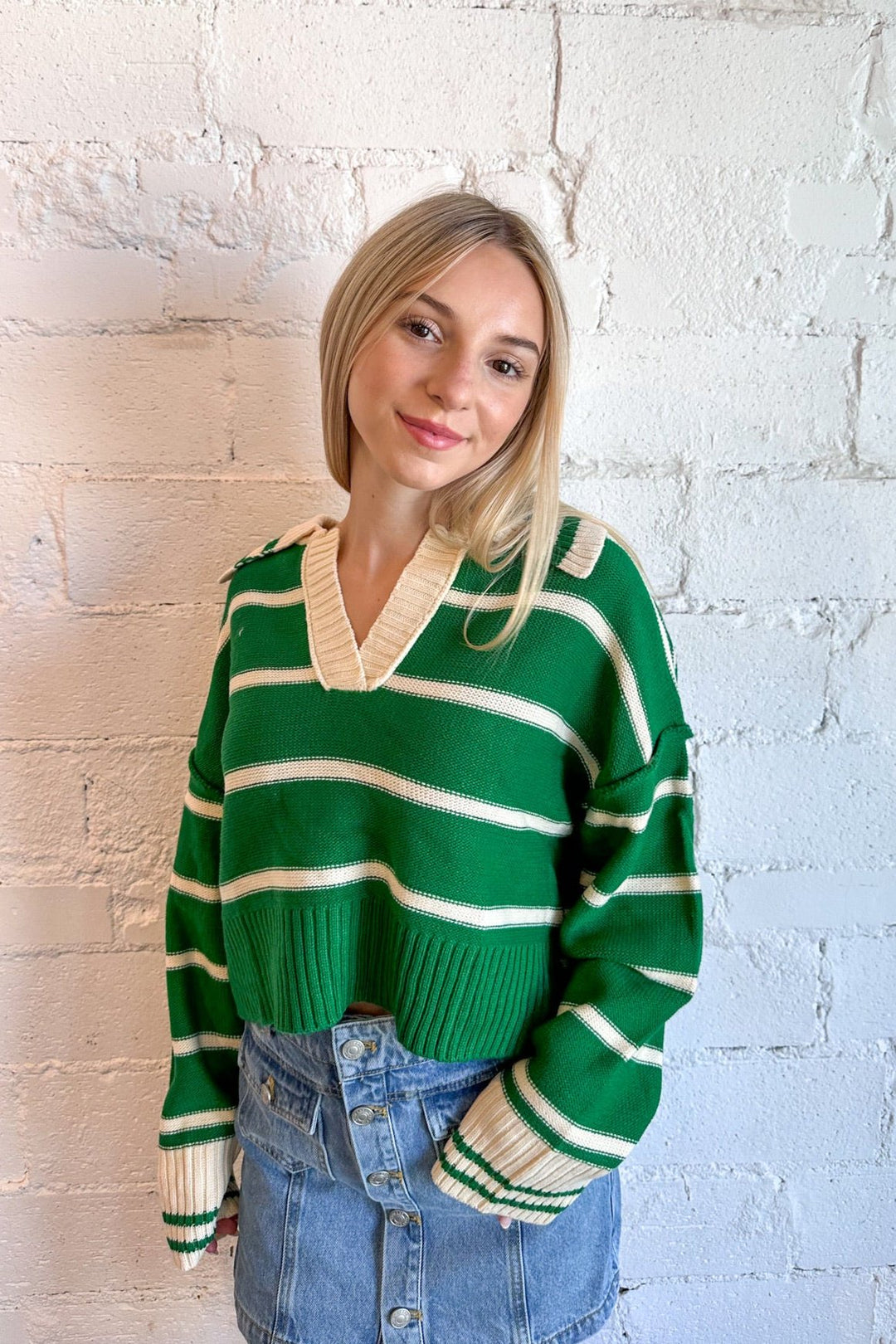 Green Sweater, Sweater, Oversized Sweater, Fall Clothing, Cropped Sweater, Dallas Boutique 