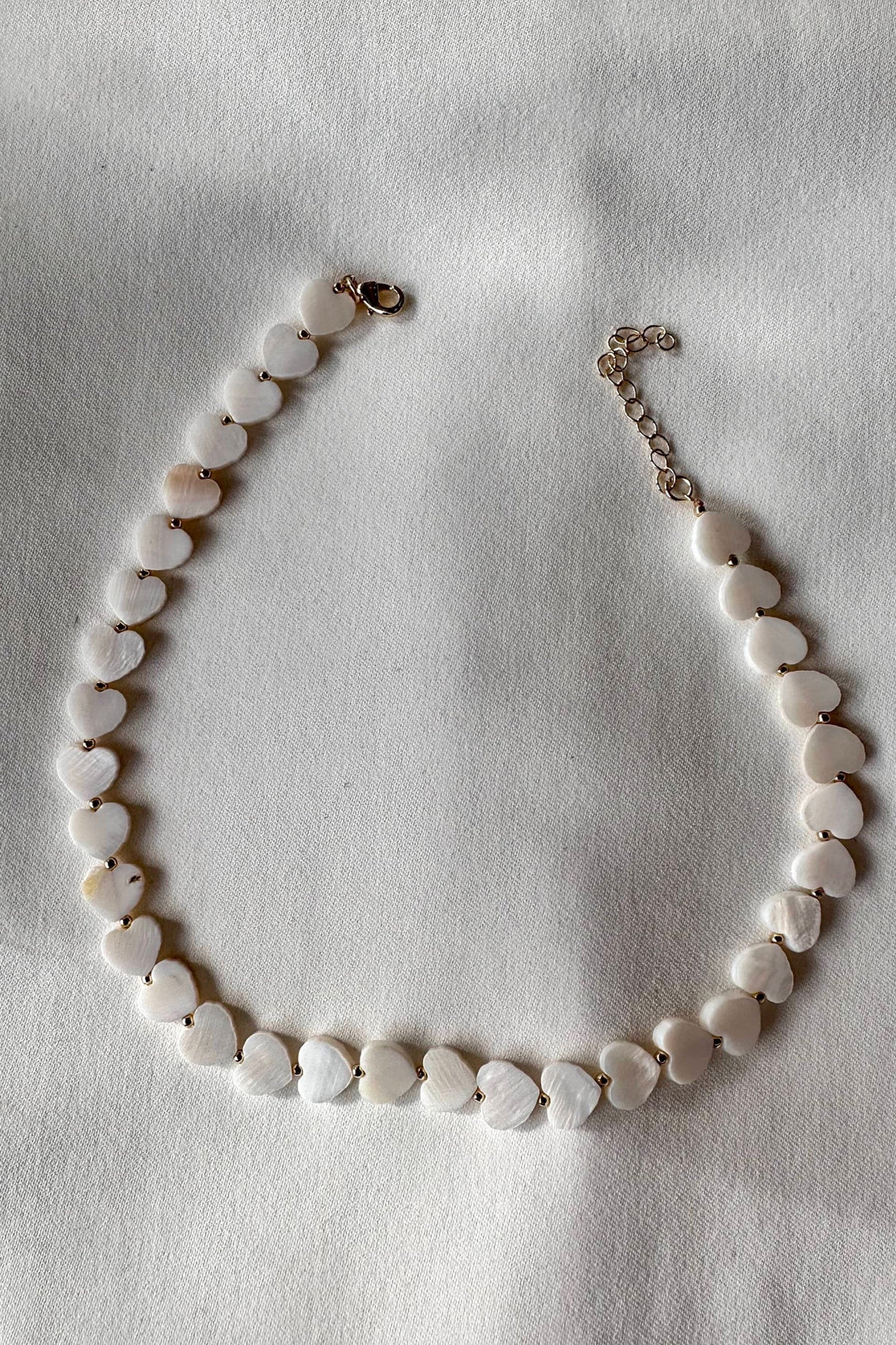 Mother of Pearl Beaded Heart Chain, Necklace, Jewelry, Adeline Boutique, Gift Ideas