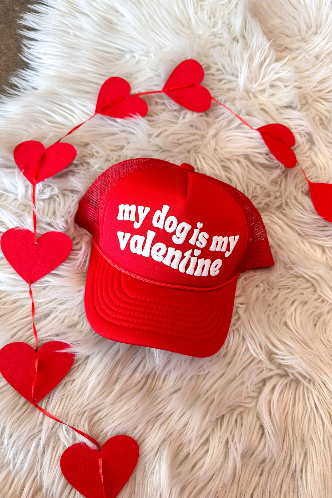 My Dog Is My Valentine Trucker Hat, gift Ideas, Valentines, Adeline Boutique, Trucker Hat, Hats