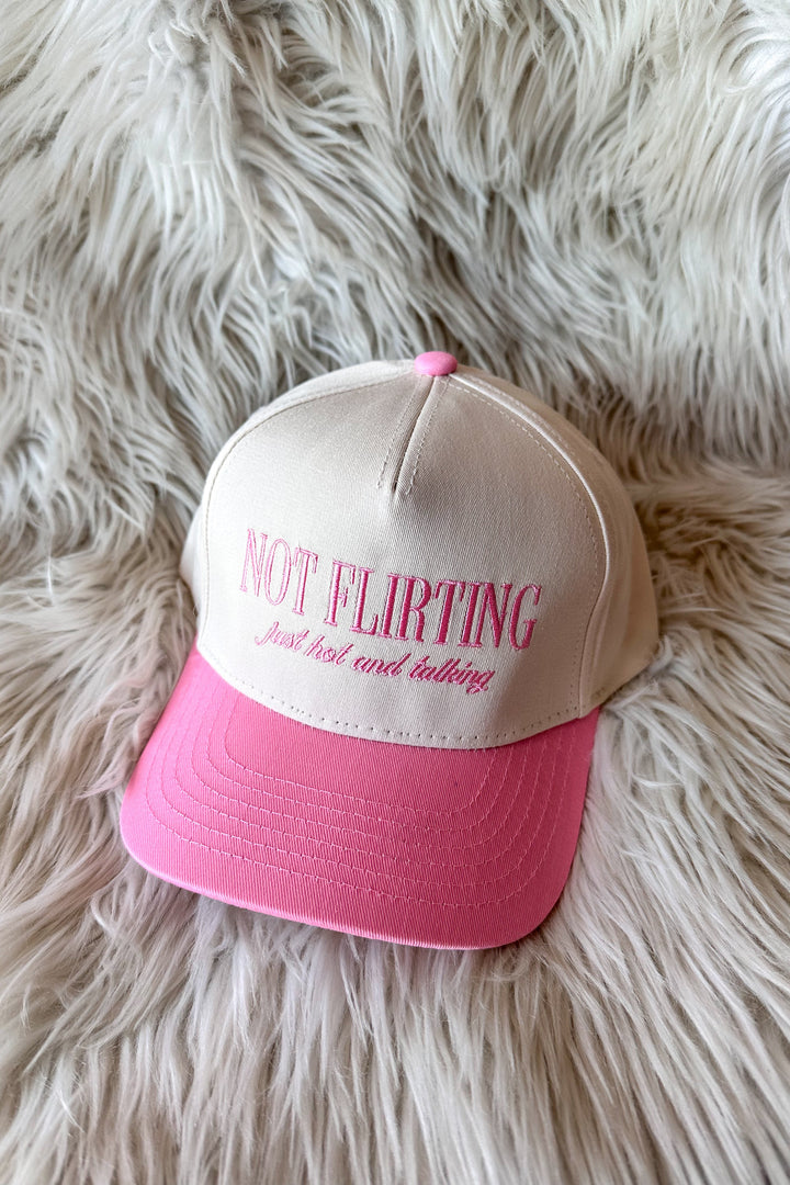 Not Flirting Just Hot Embroidered Hat, Trucker Hat, Hats, Adeline Boutique, Dallas Boutique, Accessories 