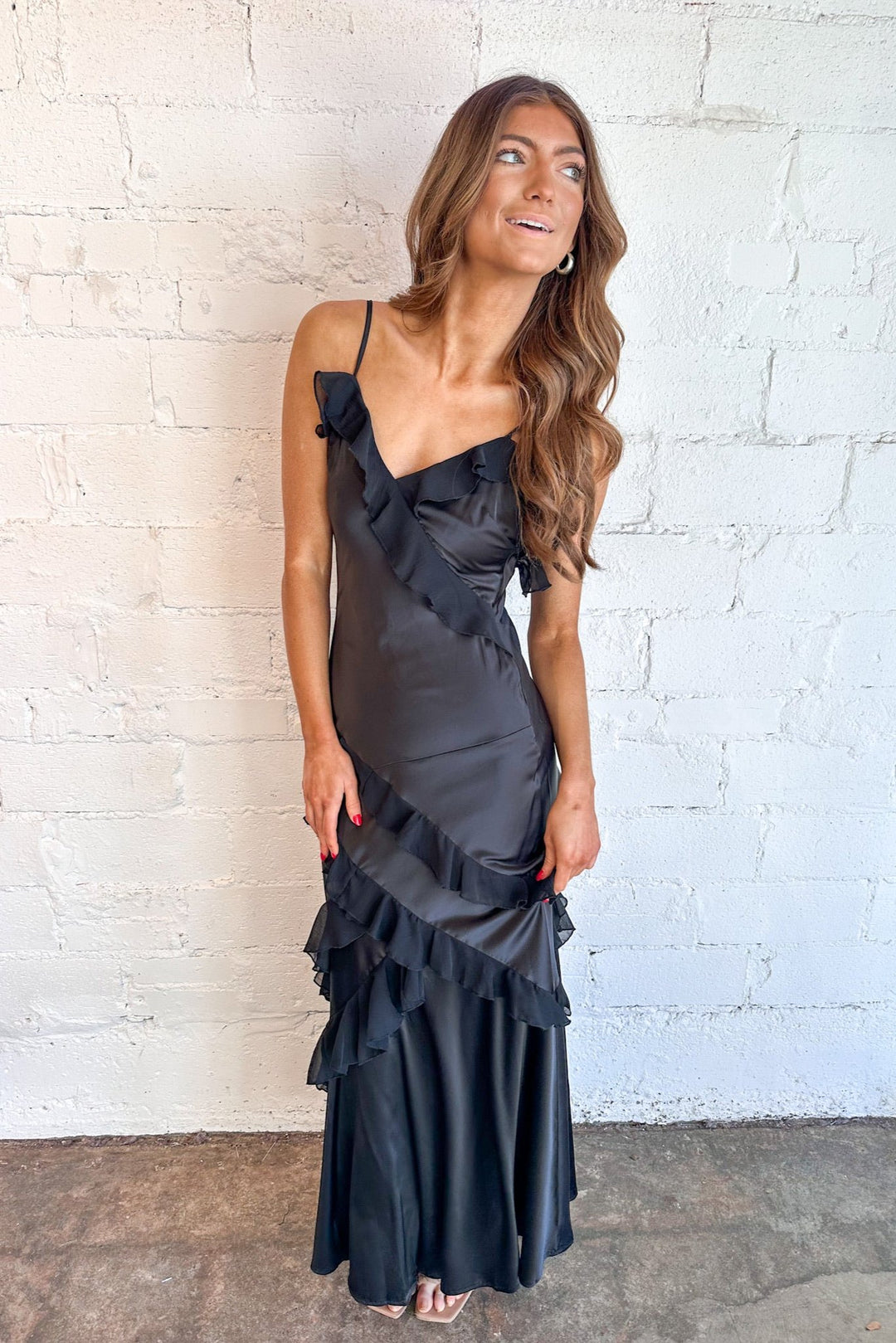 Party Maxi Dress, Maxi Dress, Dresses and Rompers, Adeline Boutique, Ruffle Dress, Black Dress 