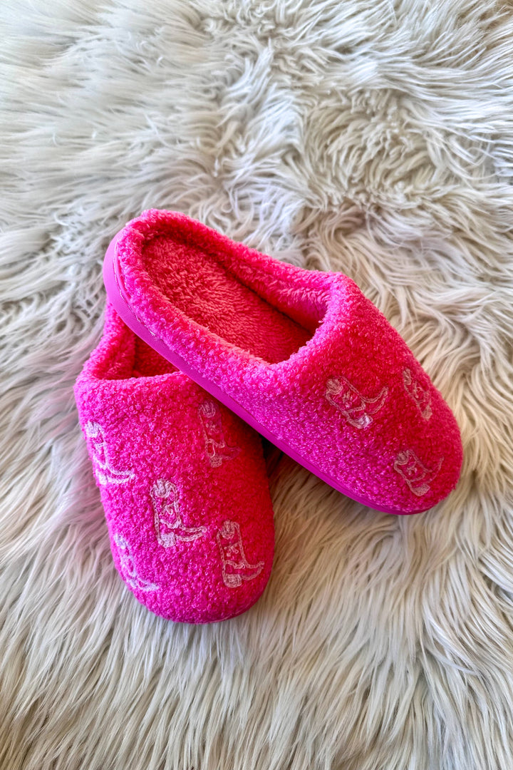 Pink On Pink Boot Pattern Slippers, Pink Slippers, Slippers, Accessories, Adeline Boutique 