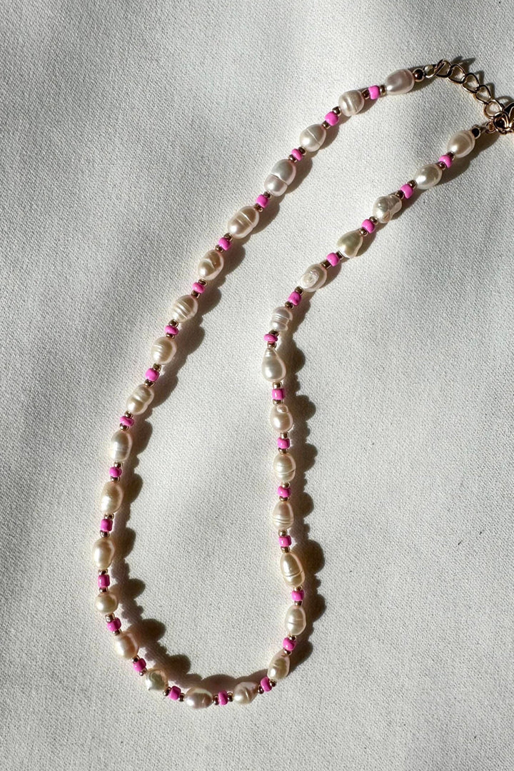 Pink Pearl & Bead Necklace< Bead Necklace, Necklace, Adeline Boutique, Gift Ideas, Jewelry