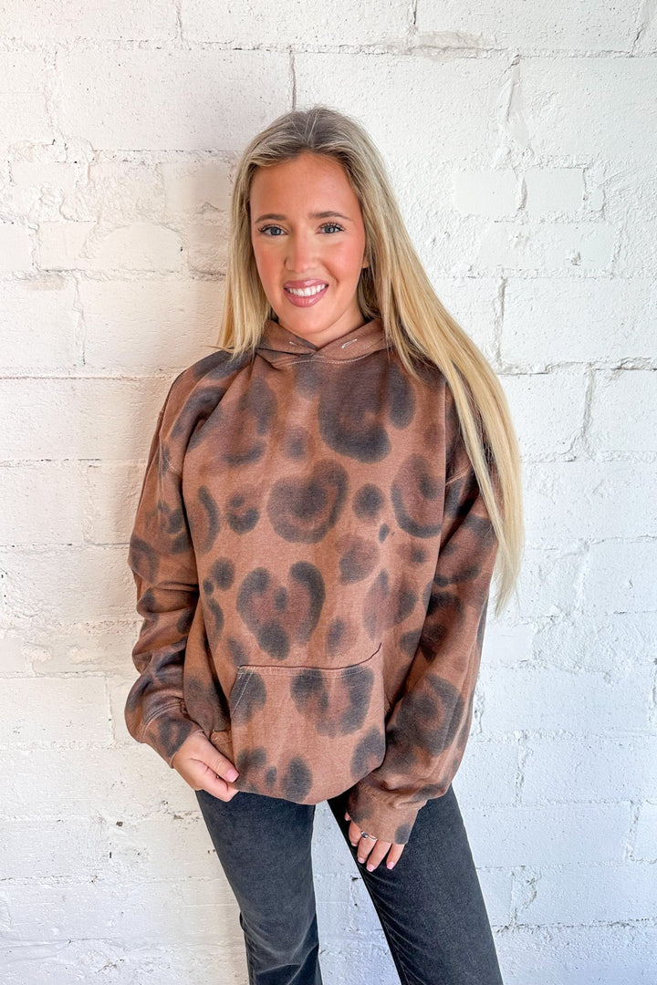 Project Social Leopard Tie Dye Hoodie, Leopard Hoodie, Hoodie, Sweatshirt, Leopard Print, Adeline Boutique 