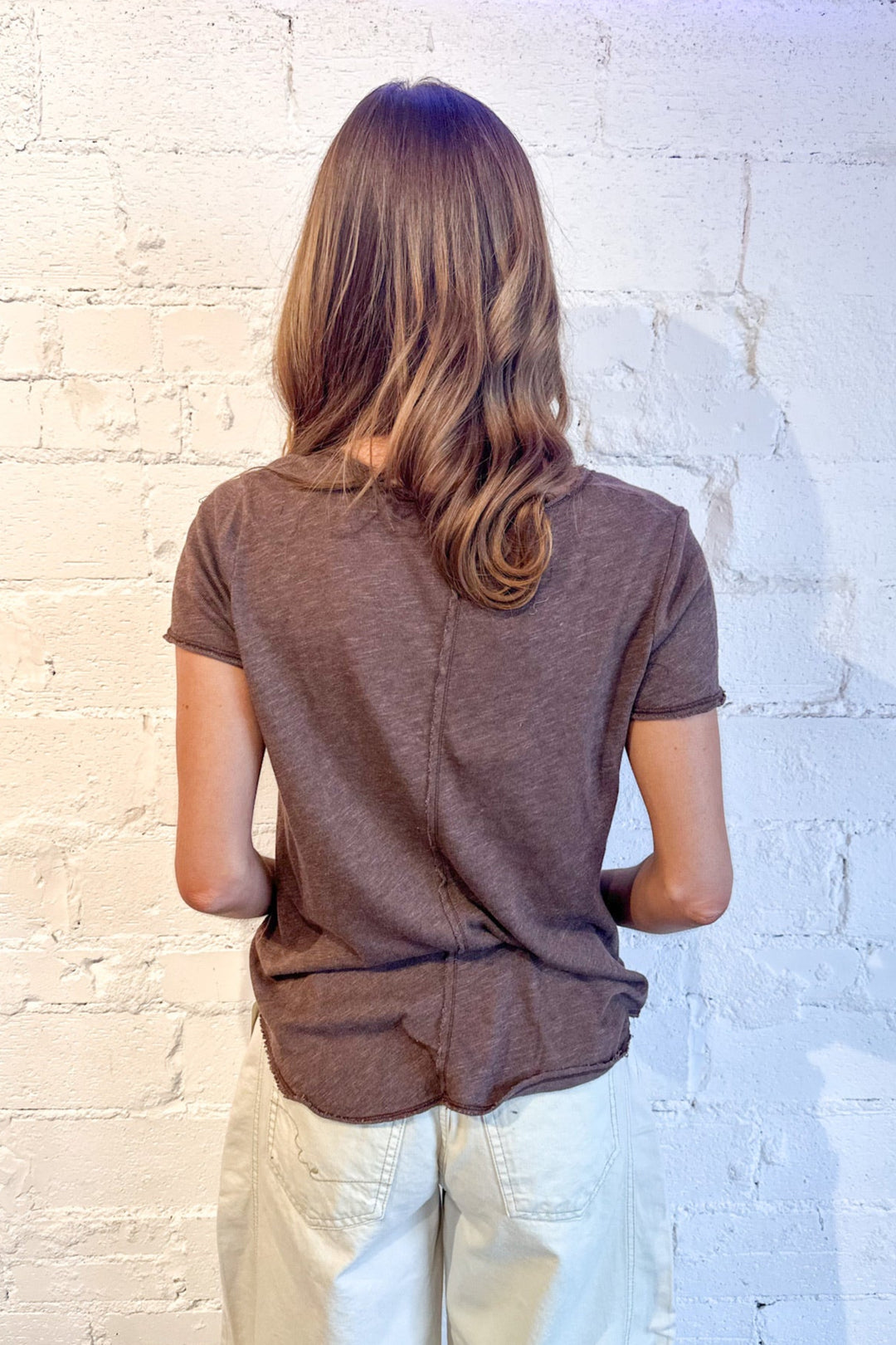 Project Social Wearever Tee Cacao, Tee, Basic Tee, Vneck, Tops, Adeline Boutique 