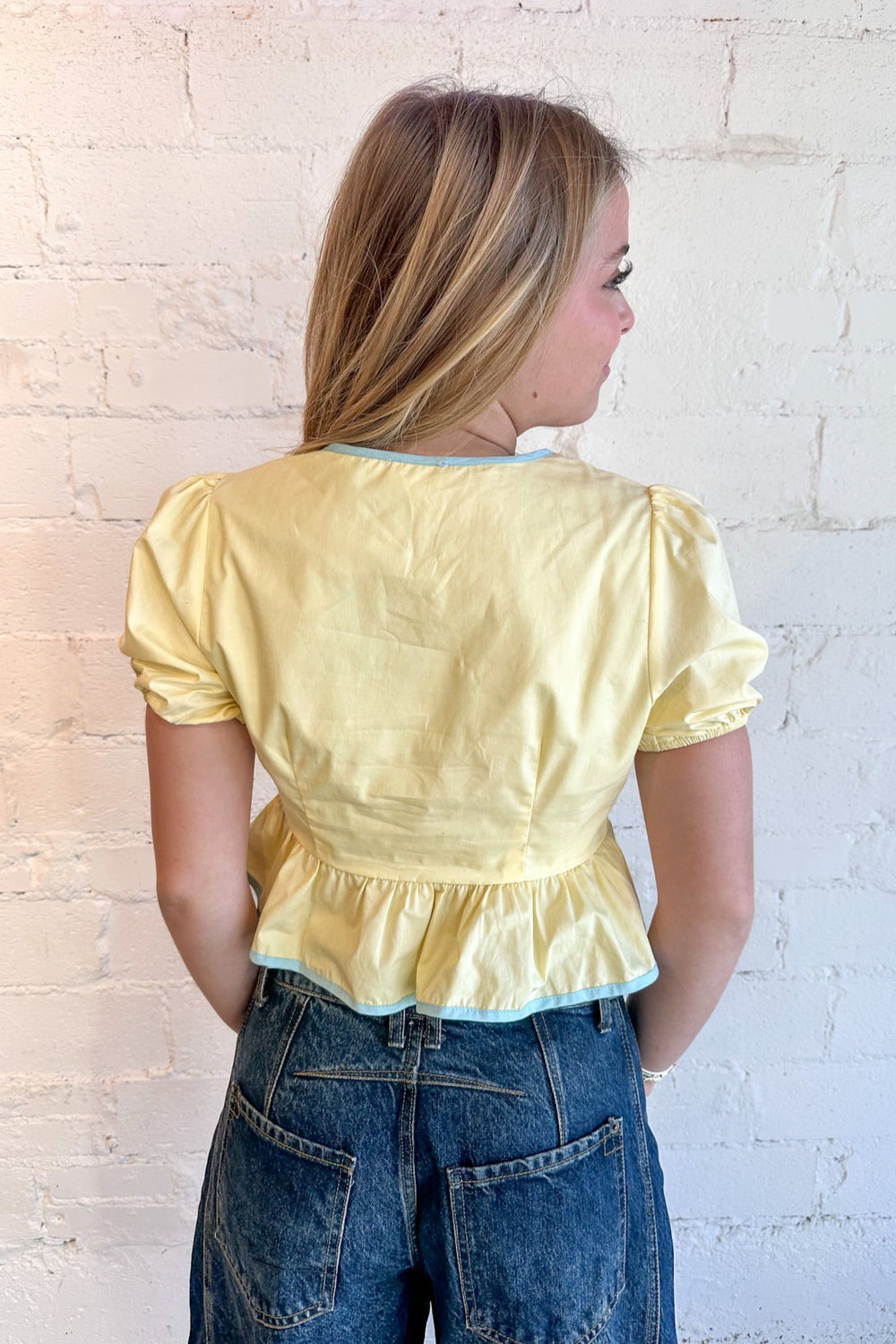 Puff Short Sleeve Bow Top, Bow Top, Tops, Adeline Boutique, Blouse