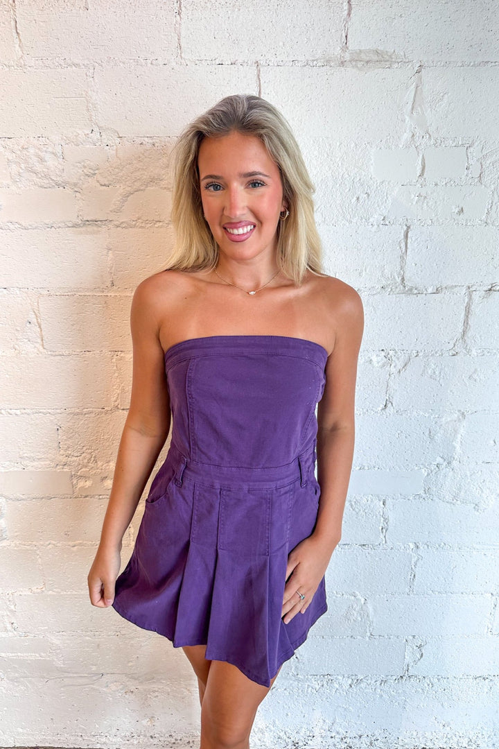 Denim Dress, Dress, Purple Dress, Denim, Gameday Outfit, Dallas Boutique 