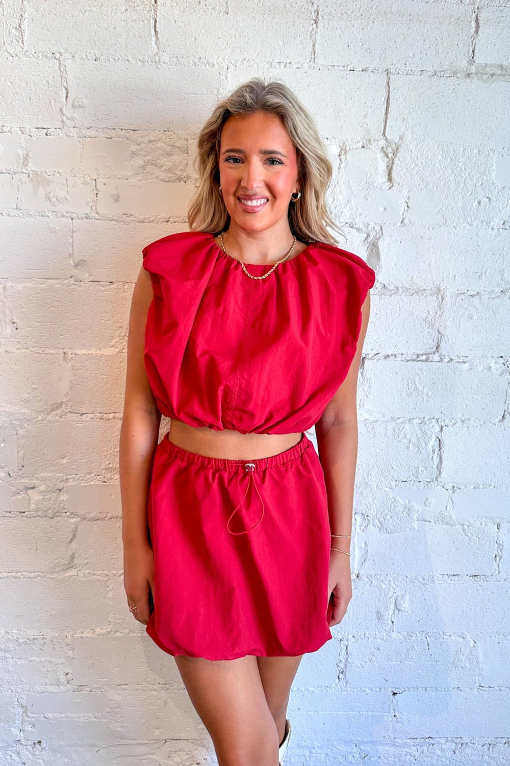 Red Crop Top, Crop Top, Bubble Crop Top, Two Piece Set, Matching Set, Dallas Boutique 