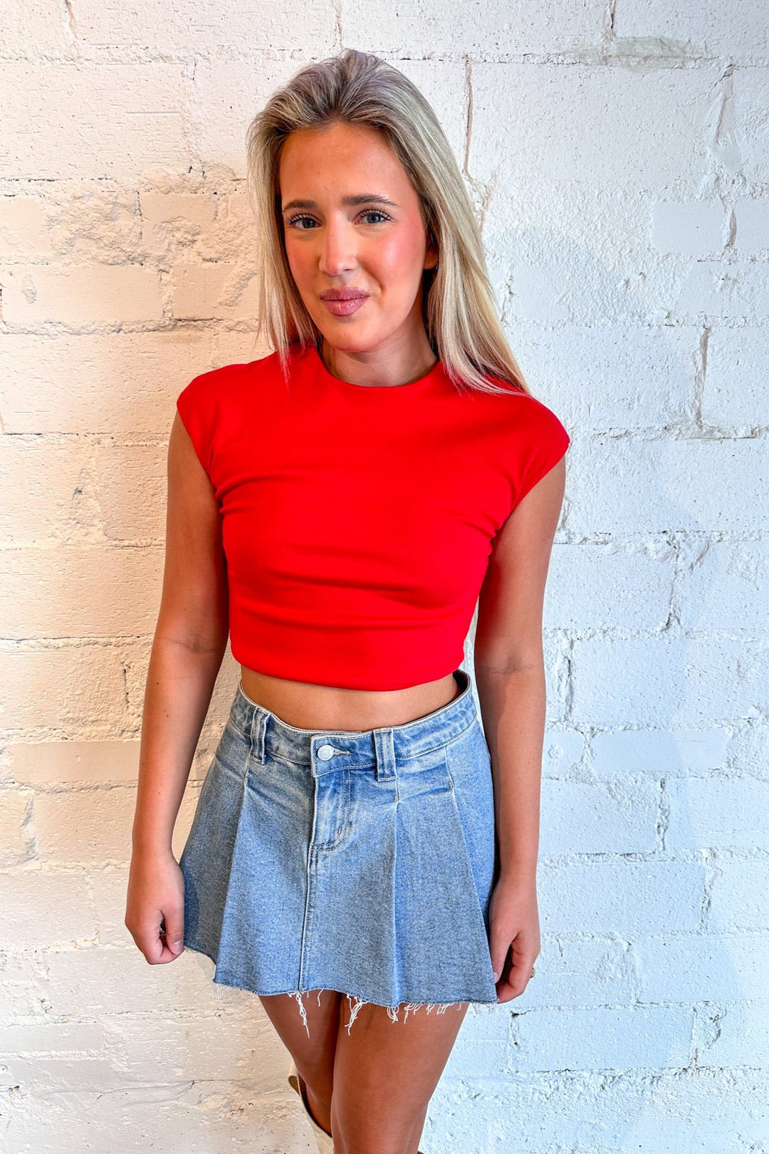 Red GeeGee Sleeveless Crop Top, Crop Top, Red Top, Casual Top, Tops, Dallas Boutique, Adeline Boutique 