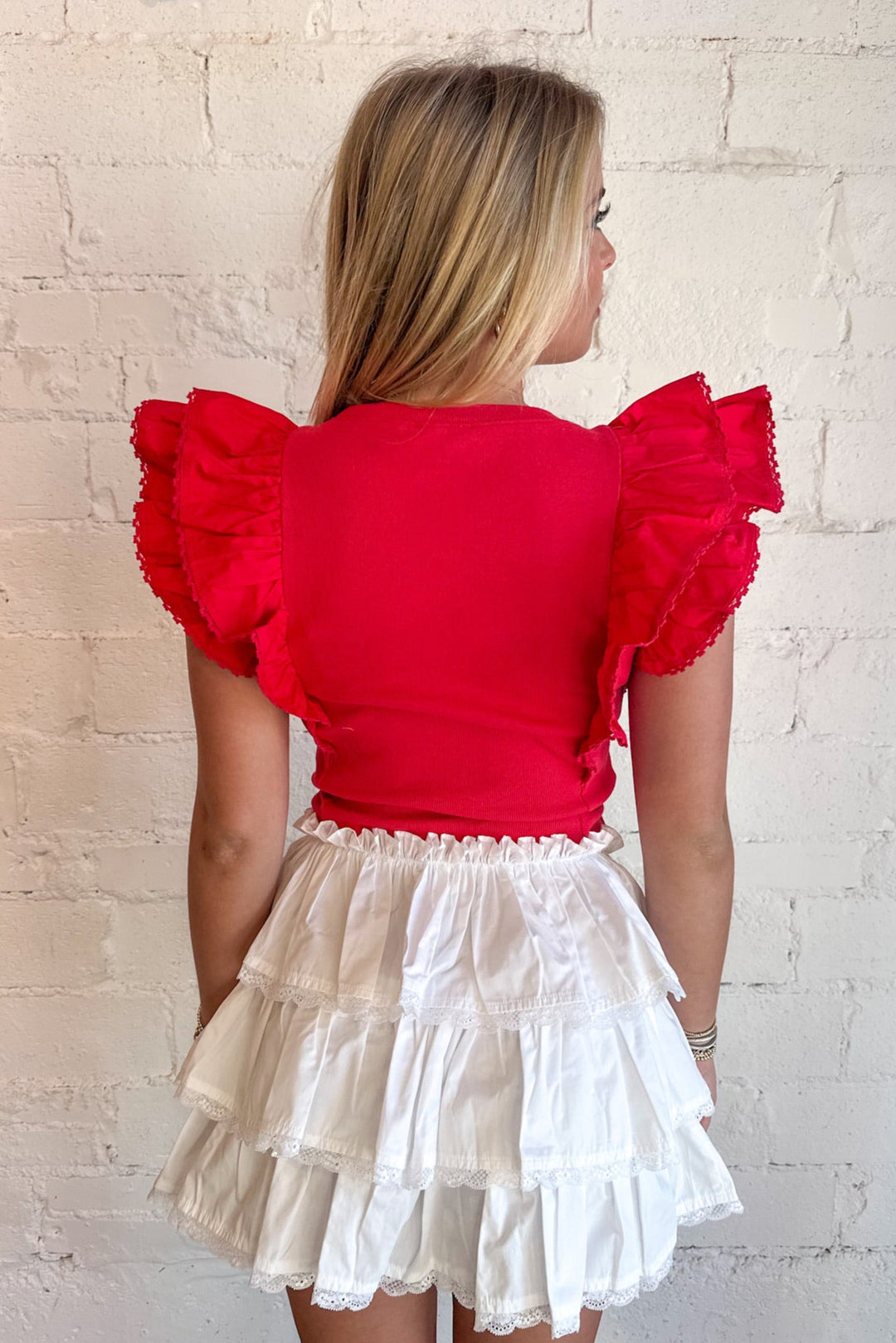 Ribbed & Ruffled Top, Top, Spring Tops, Adeline Boutique, Dallas Boutique