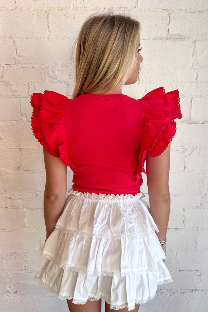 Ribbed & Ruffled Top, Top, Spring Tops, Adeline Boutique, Dallas Boutique