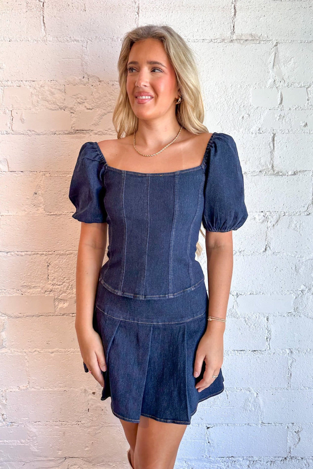 Denim Top, Denim, Fitted Top, Dallas Boutique 