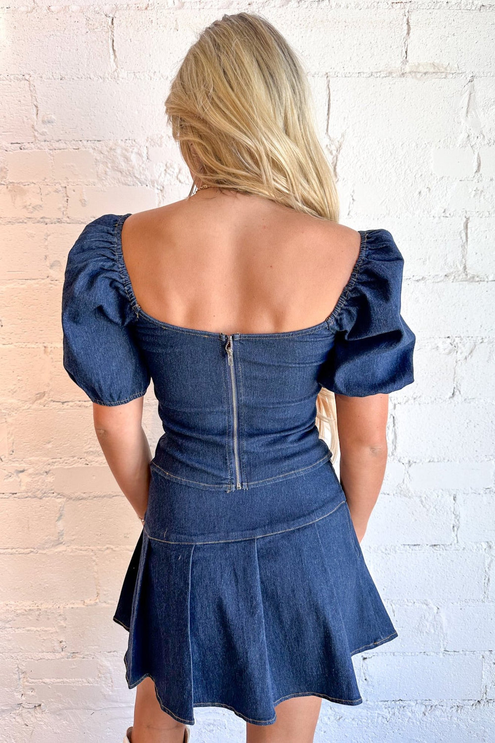 Denim Top, Denim, Fitted Top, Dallas Boutique