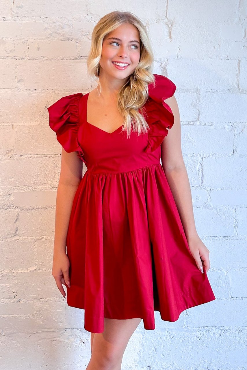 Savannah Ruffle Mini Dress, Red Dress, Dress, Red, Womens Boutique, Boutique