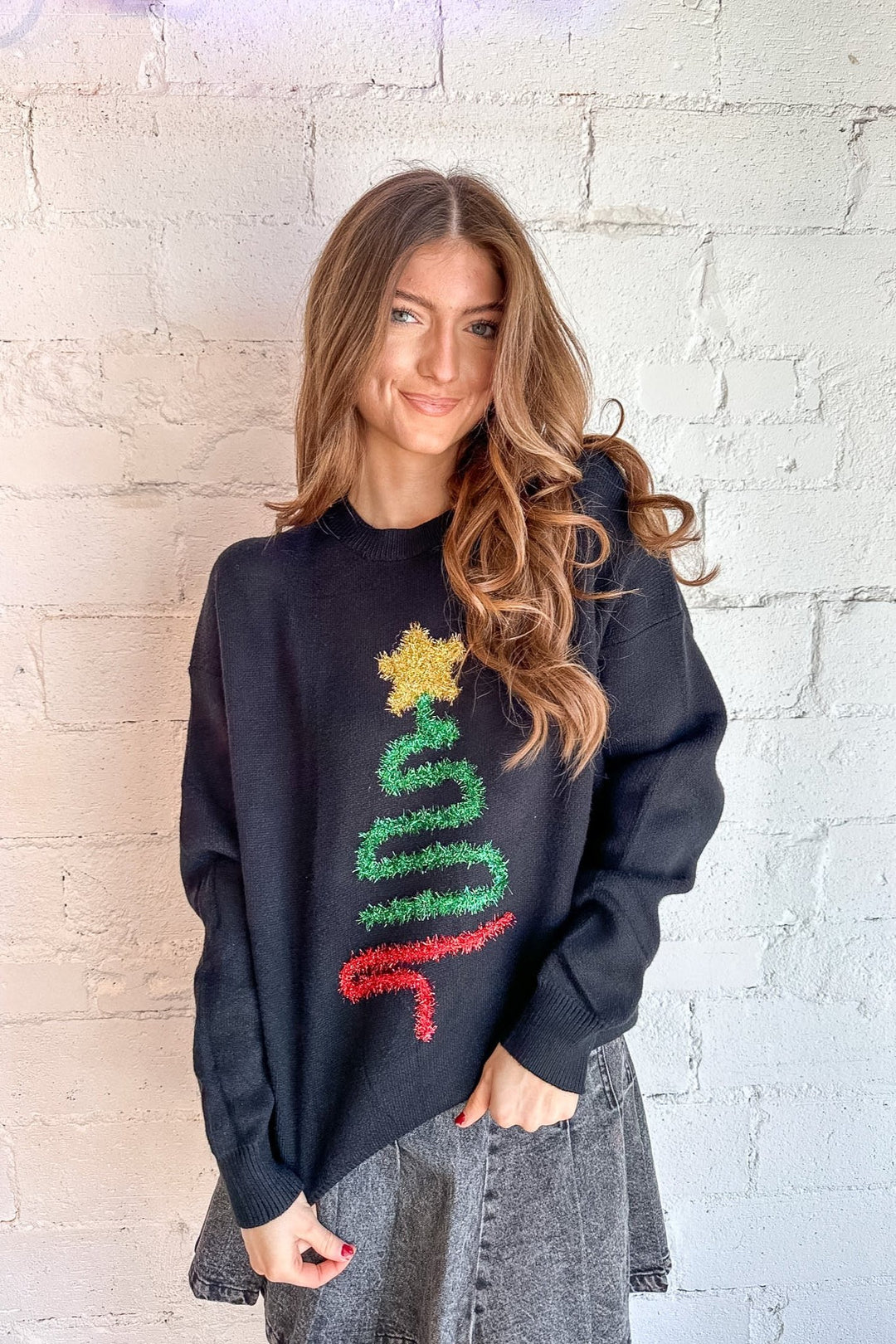 Sparkle Christmas Tree Sweater, Holiday Sweater, Sweater, Adeline Boutique, Christmas Sweater 