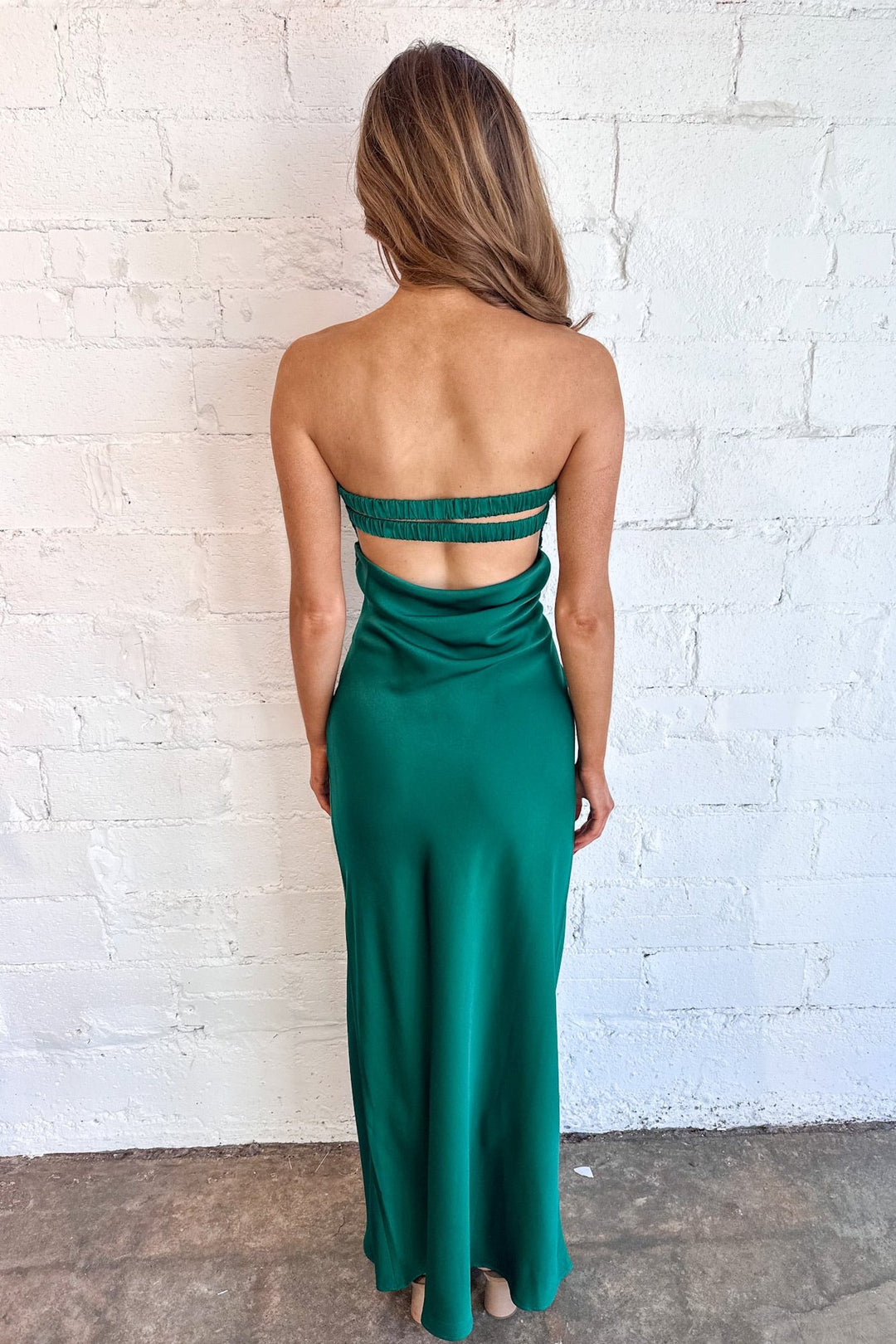 Stunningly Strapless Dress, Satin Dress, Maxi Dress, Holiday Dress, Adeline Boutique