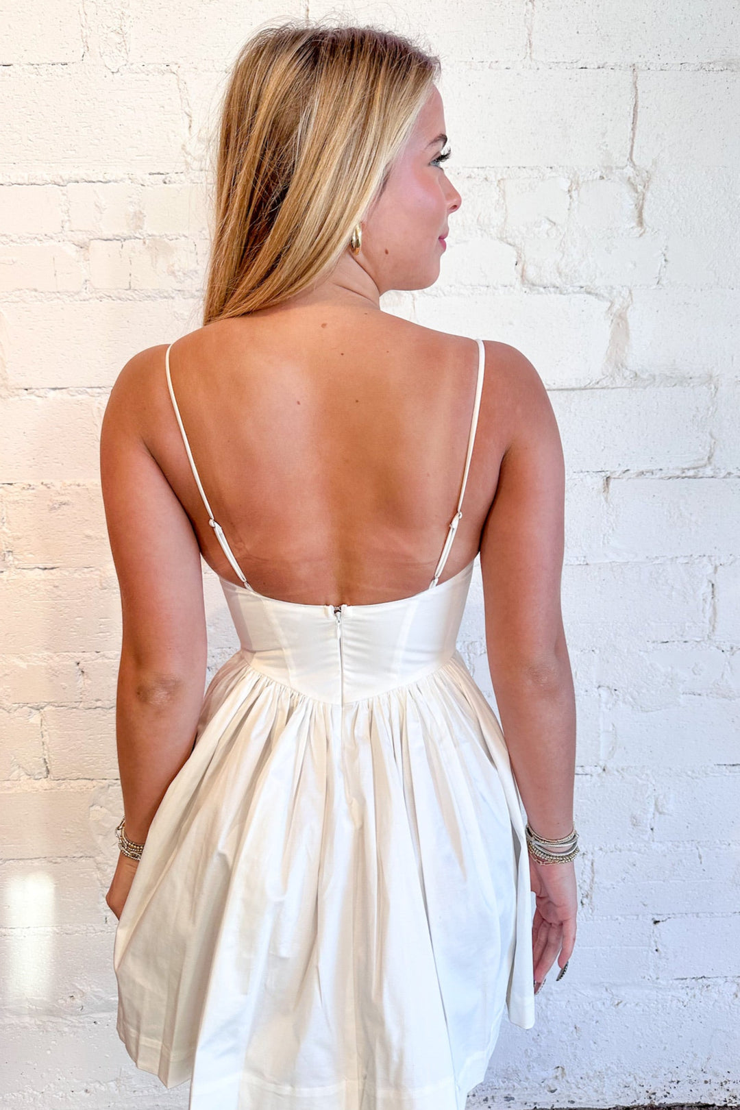 Sunny Day Open Back Mini Dress, White Dress, Spring Dresses, Dresses and Rompers, Adeline Boutique