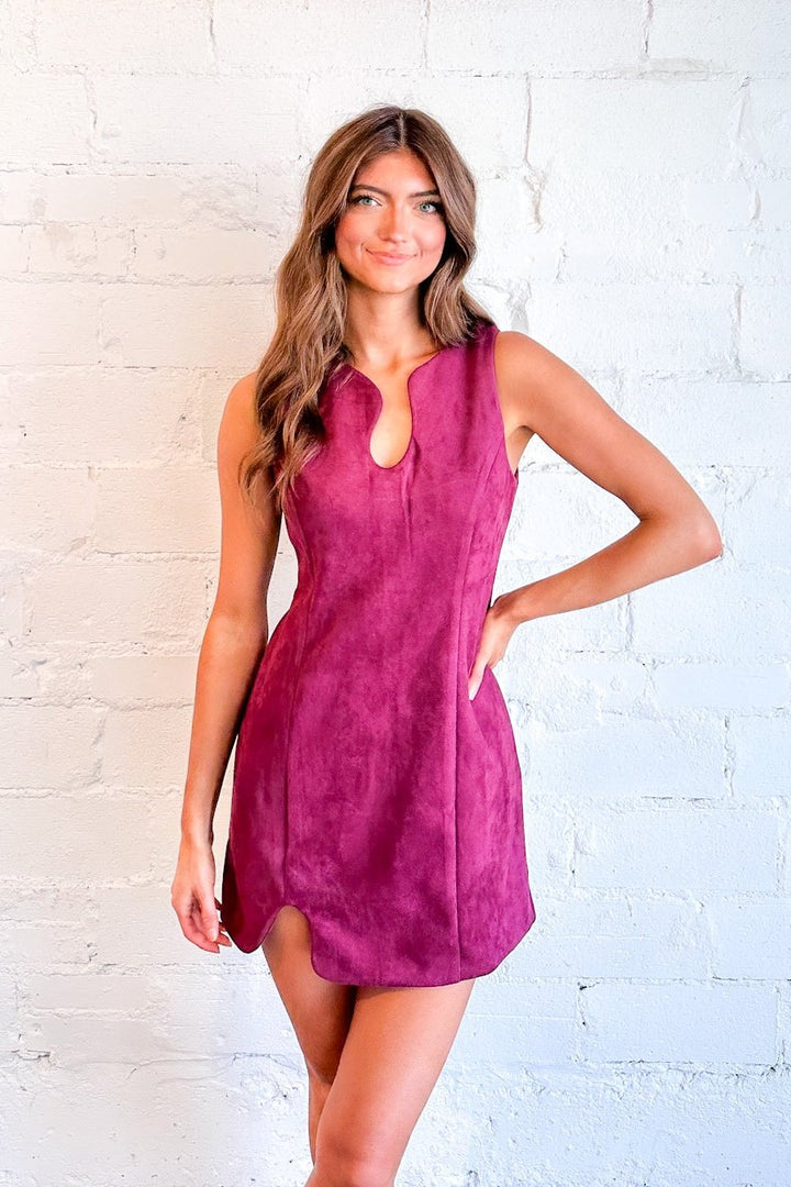 Susie Suede Puzzle Mini Dress, Brown Dress, Brown, Womens boutique, boutique