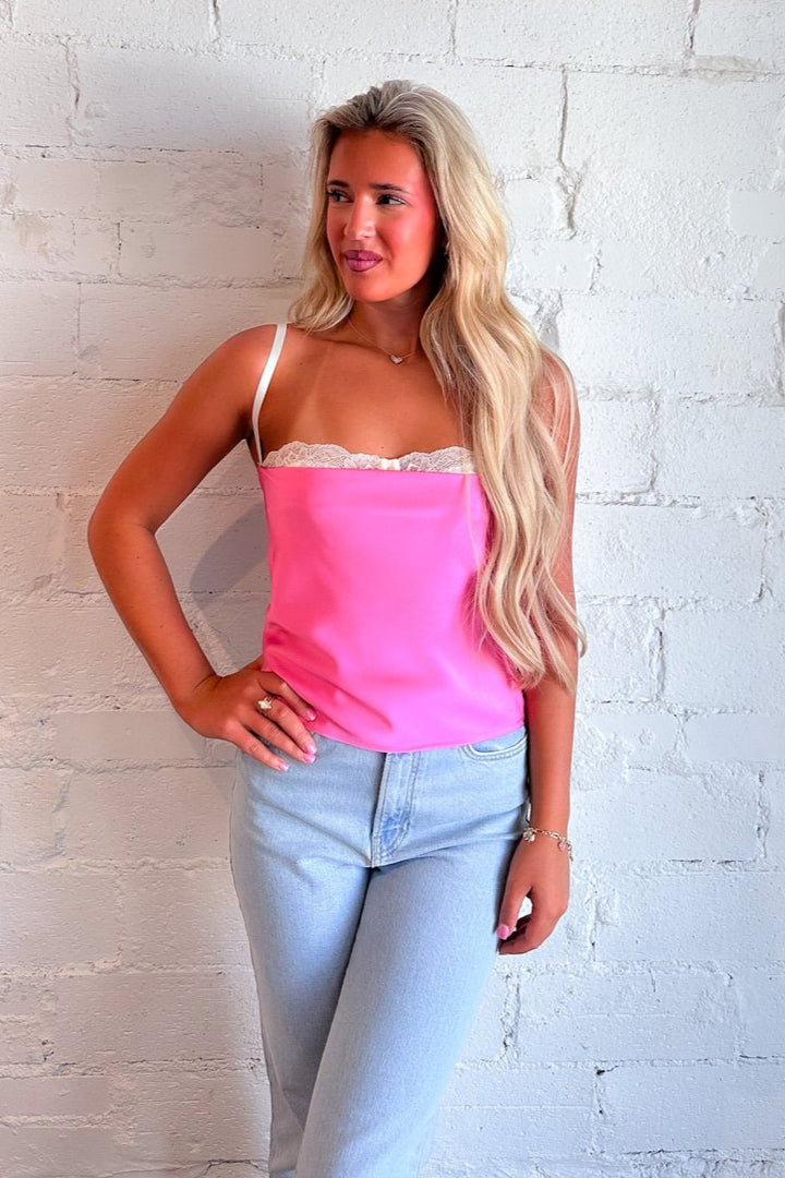 Sweet Escape Satin Top, Pink top, Pink, Top, Satin, Womens Boutique,Boutiquet