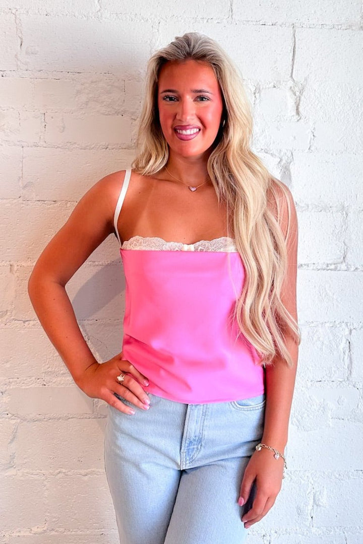 Sweet Escape Satin Top, Pink top, Pink, Top, Satin, Womens Boutique,Boutiquet