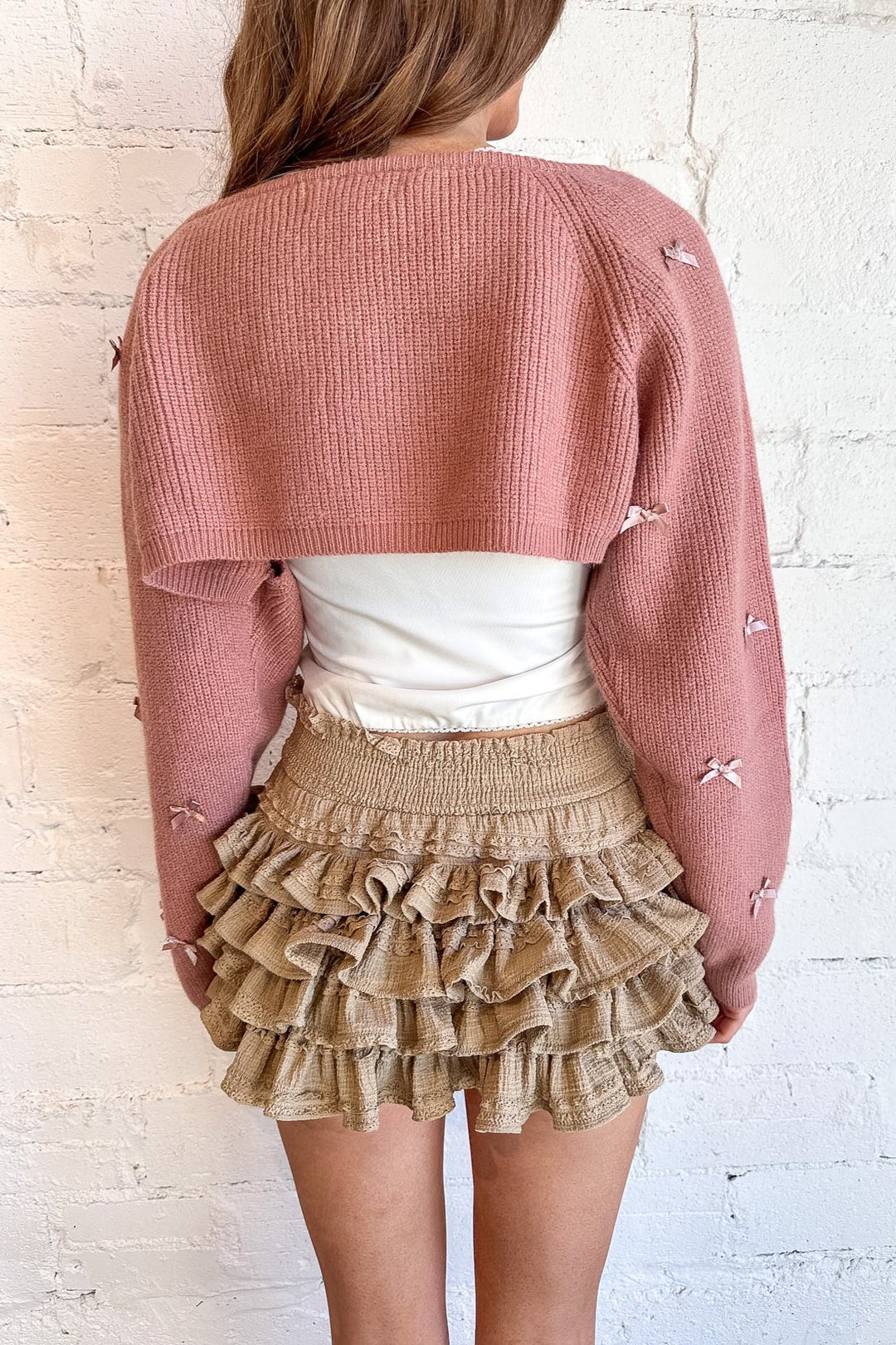 Tan Tiered Ruffle Skort, Ruffle Skort, Adeline Boutique, Bottoms,Skort, Boutique Clothing 