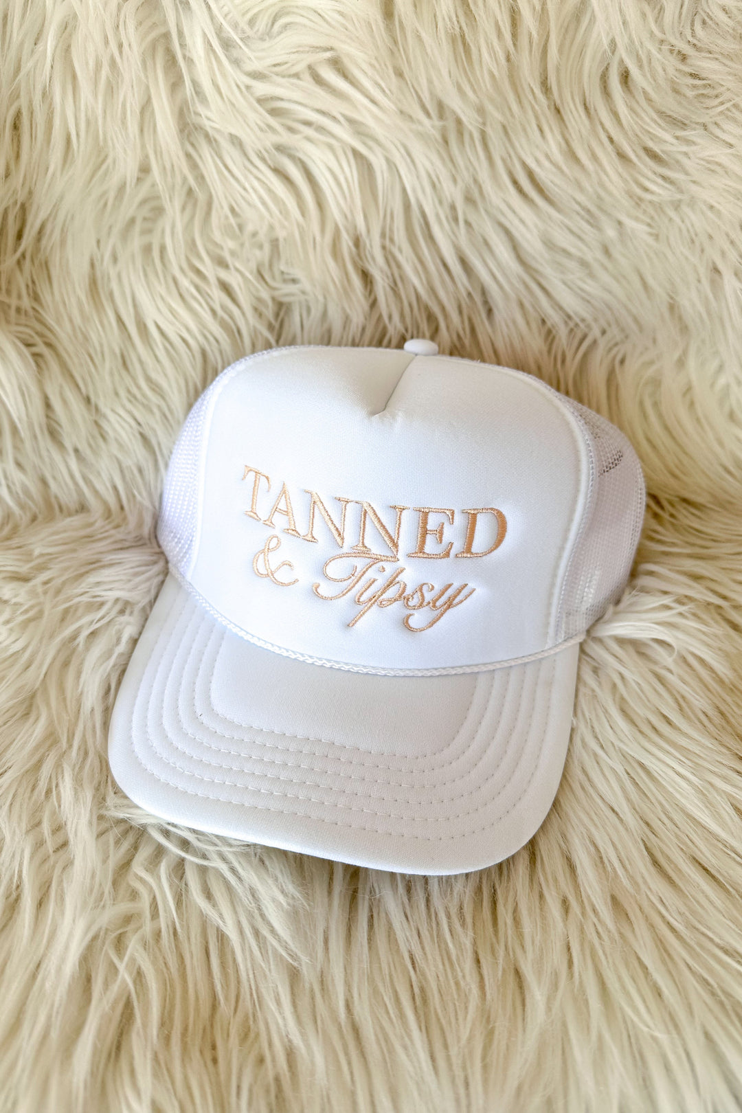 Tanned & Tipsy Trucker Hat, Trucker Hat, Hats, Adeline Boutique, Dallas Boutique, Accessories, Bachelorette Hats, Bridal Shower