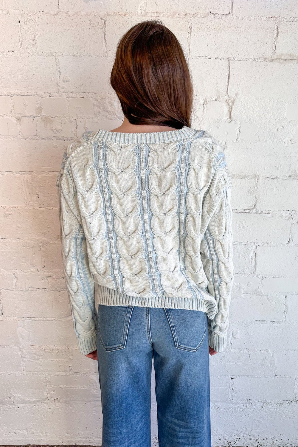 Washed Cable V Neck, Sweater, all Sweaters, Adeline Boutique, Knit Sweater, V Neck Sweater