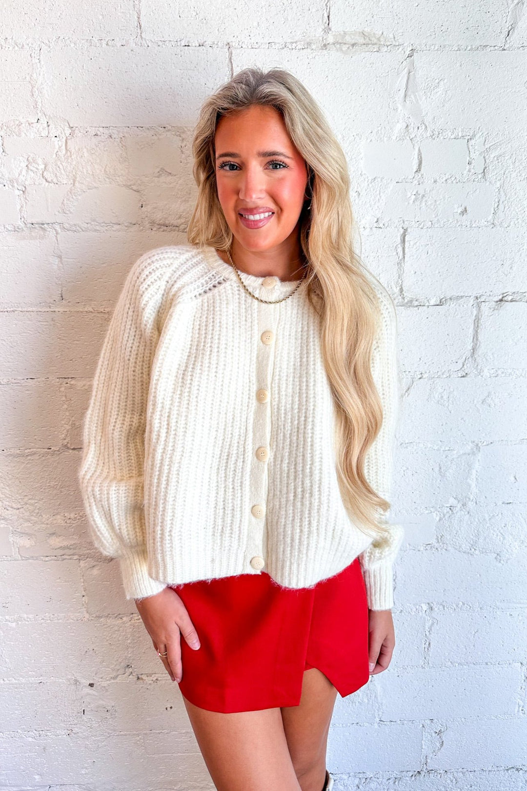 White Cardigan, Cardigan, Sweater, Thick Sweater, Dallas Boutique