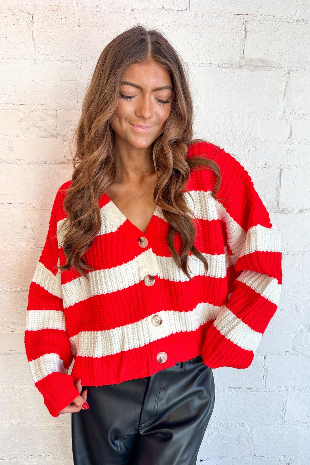 Wrapped In A Candy Cane Cardigan, Holiday Sweater, Sweater, Cardigan, Adeline Boutique 