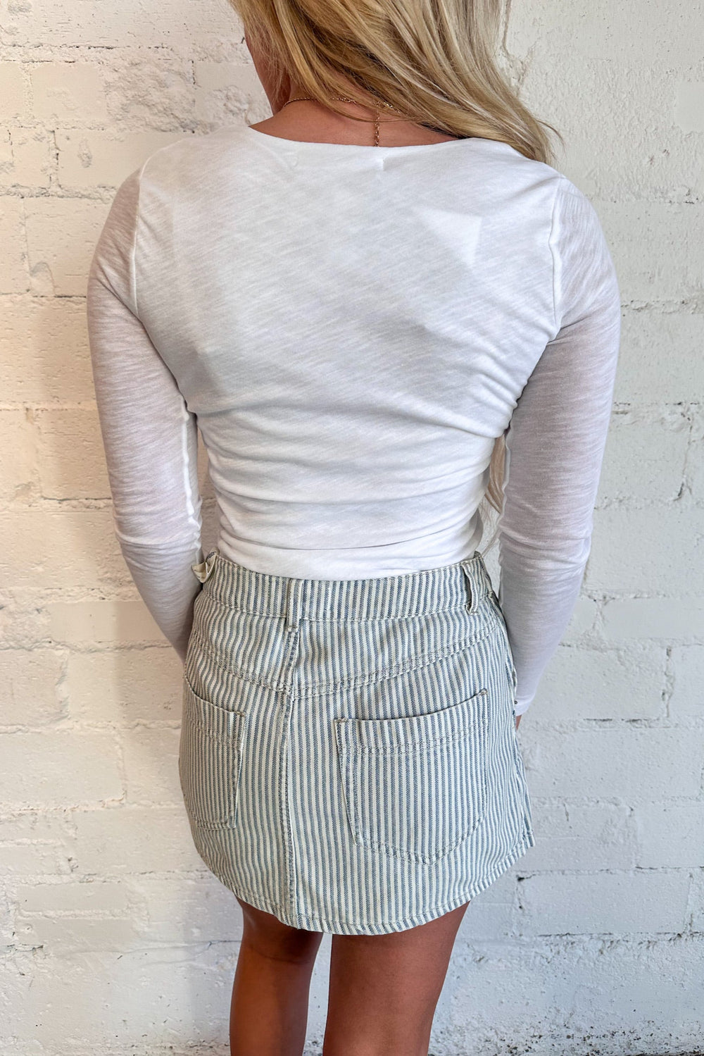 Wynne Railroad Skirt, Skirt, Denim, Skirt, Bottoms, Adeline Boutique, Boutique Clothing, Dallas Boutique 